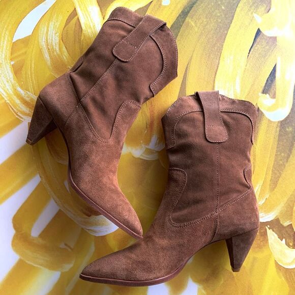 LARROUDE Thelma Suede Mid Calf Western Boots (Sz 11) - Picture 2 of 10